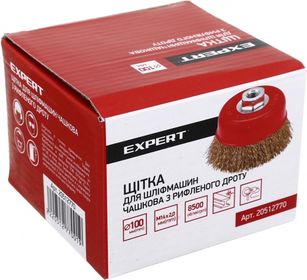 Щітка Чашкова для шліфмашини d100 мм M14 дріт рифлений Expert
