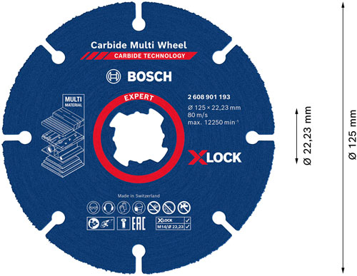Диск відрізний Bosch по дереву до КШМ X-LOCK Carbide 125x22,23 мм 2608901193