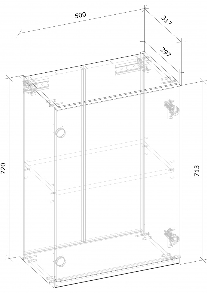 Шкаф верхний В 50/72 МС Джетта дуб сонома/графит Грейд