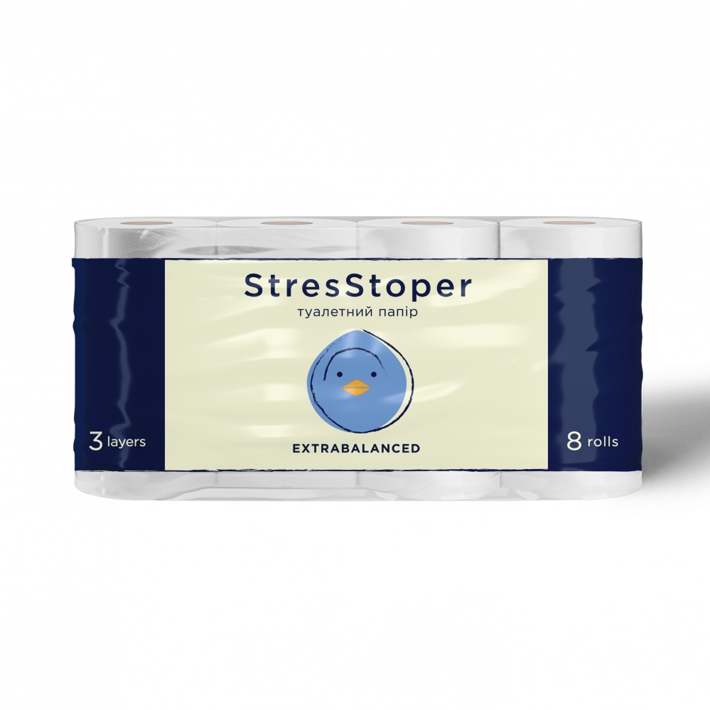 Туалетная бумага Кохавинська папірня StresStoper трехслойная 8 шт.