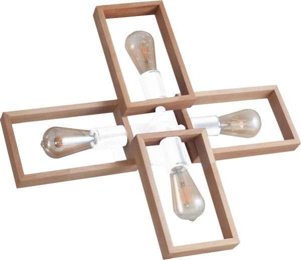 Люстра стельова Геотон НПБ 02-4х60-912 ДС 6422/4 4x60 Вт E27 бук світлий/білий 48800 