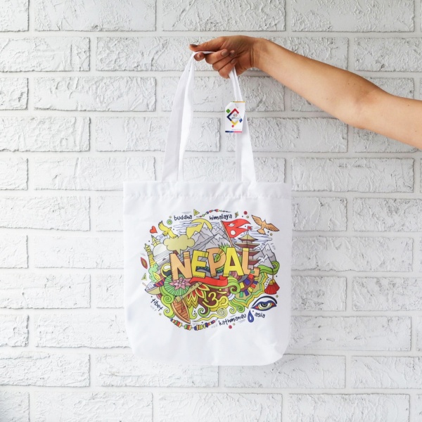 Сумка-шоппер 4PROFI Nepal 40x35 см белый с рисунком 