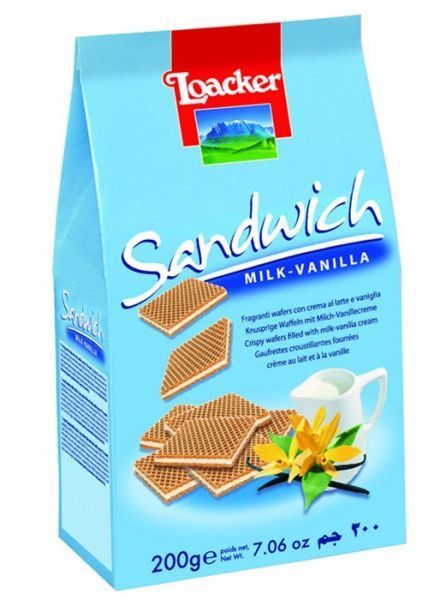 Вафлі Loacker Сендвіч Мілк-Ваніла 200 г 8000380004676 