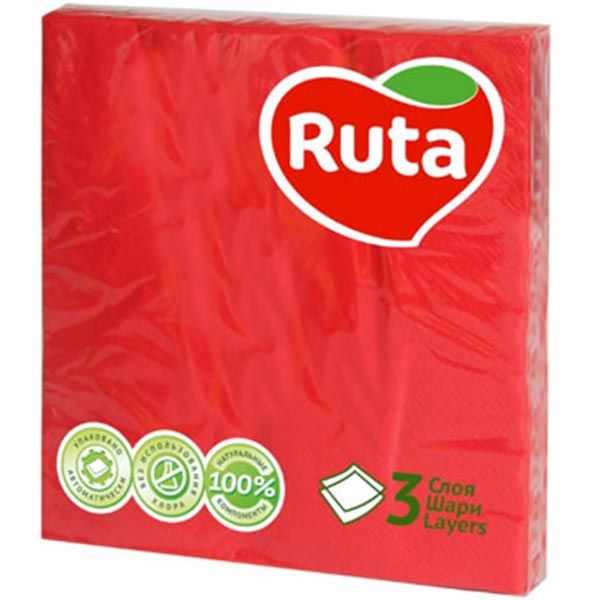 Салфетки столовые Ruta 33х33 см красный 20 шт.