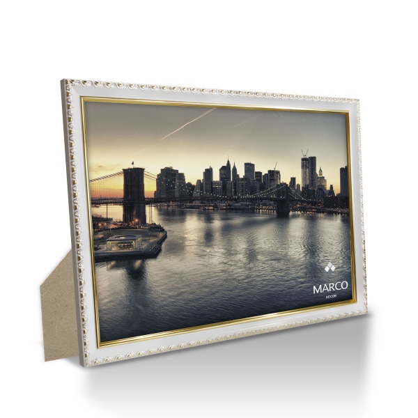 Рамка для фотографии со стеклом MARCO decor 1713 1 фото 13х18 см белый с золотистым 