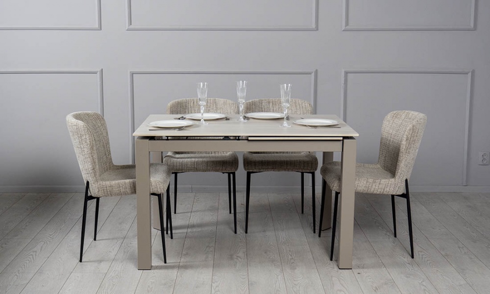 Стіл обідній Ларс 1200(1700)x800x750мм бежевий матовий/бежевий