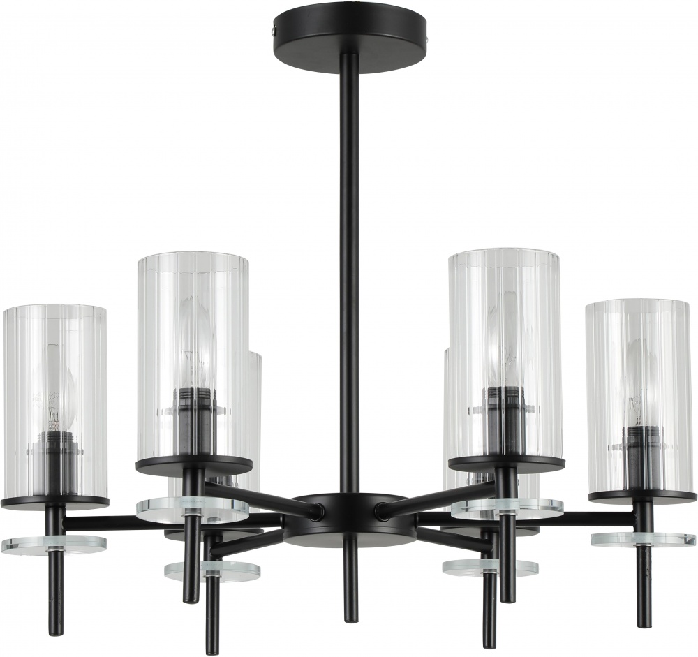 Люстра стельова Sensio Canis 6x40 Вт E14 чорний/прозорий ALG-74590/6