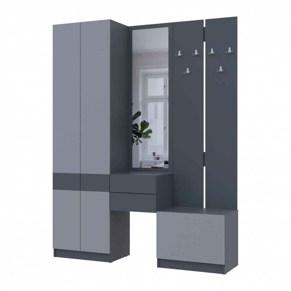 Прихожая Doros Сола 2150х1650х400 мм графит