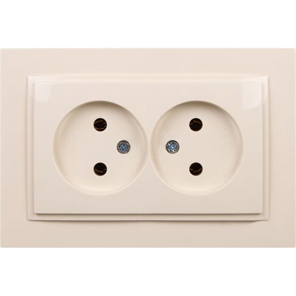 Розетка подвійна без заземлення Mono Despina без шторок без кришки кремовий 102-170005-121