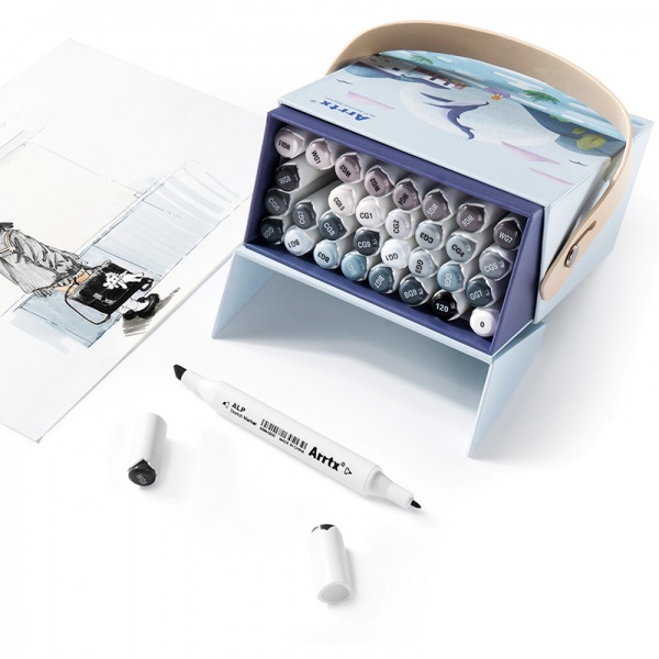 Набір маркерів Arrtx спиртових Alp ASM-02GY 32 кольору сірі відтінки LC302277 