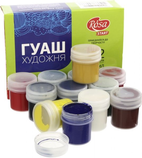 Набір гуашевих фарб 12 кольорів 20 мл 221542 Rosa Start