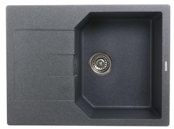 Мойка ScandiSPA из кварцевого песка Alfa 687x507 мм графитовая с сифоном GMA687g