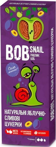 Цукерки BobSnail натуральні яблучно-сливові 30 г (4820162520279) 