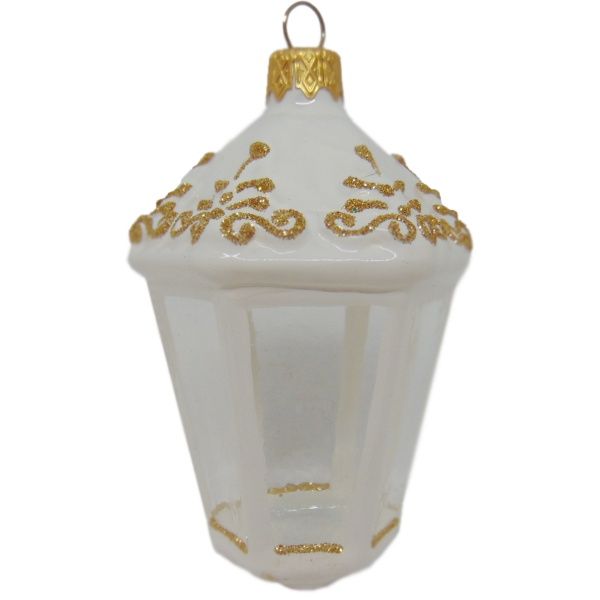 Елочная игрушка Ф-620 Фонарик с золотой присыпкой 10 см 