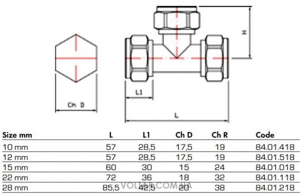 Трійник COMISA затискний O15