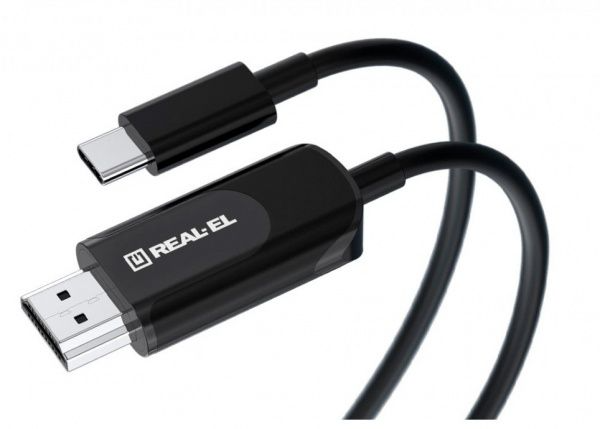 Кабель Real-el CHD-180 Type C- HDMI 4K 60Hz 1,8 м чорний (CHD-180, black (REAL-EL))