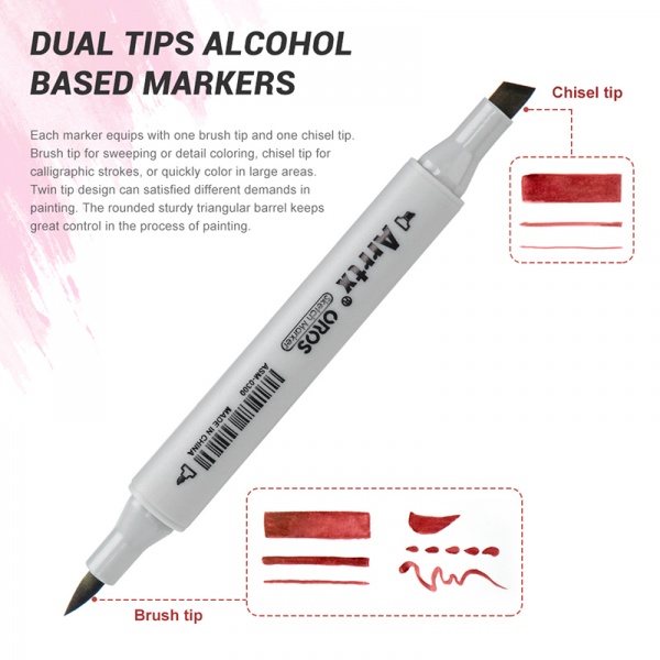 Набір маркерів Arrtx Oros ASM-03RD 24 кольори червоні відтінки LC302536 