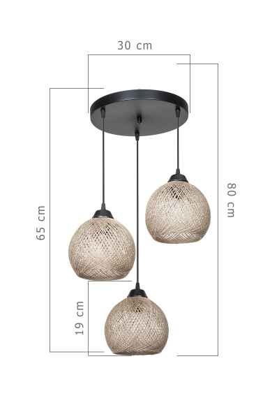 Підвіс Yumak Round 3x60 Вт Е27 чорний/кава MDL.4289 