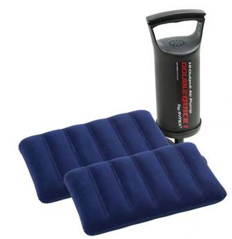 Комплект Матрас надувной Intex Велюр с подушками и насосом 152х203см Синий (64765)