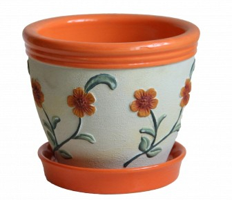 Горщик керамічний Оріана-Запоріжкераміка В`єтнамський набір № 304 круглий білий (110-4-042) 