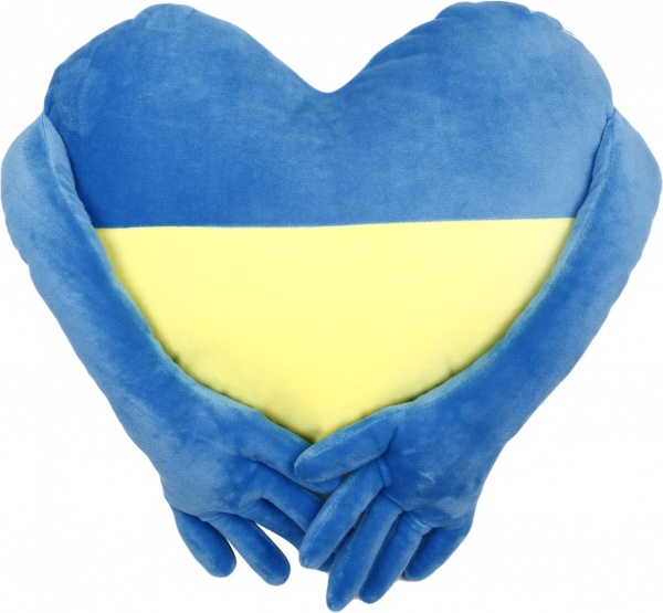 Подушка Сердце с ручками 28x35 см желто-голубой Гулівер Країна 