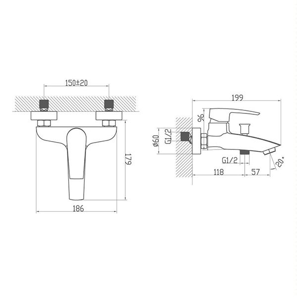Смеситель для ванны Aqua Rodos Lal АР000040433