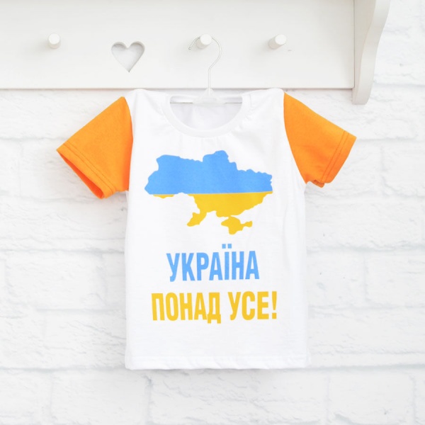 Футболка патриотическая для девочек Blanka Украина превыше всего р.128 оранжевый 12924 