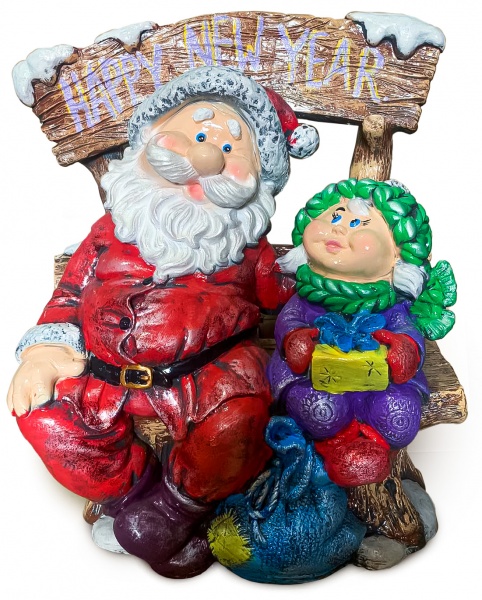 Декоративная фигура Санта-Клаус на лавке 58 см 