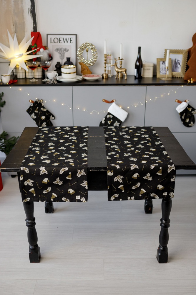 Дорожка (раннер) Шапочки на черном 40x140 см Прованс