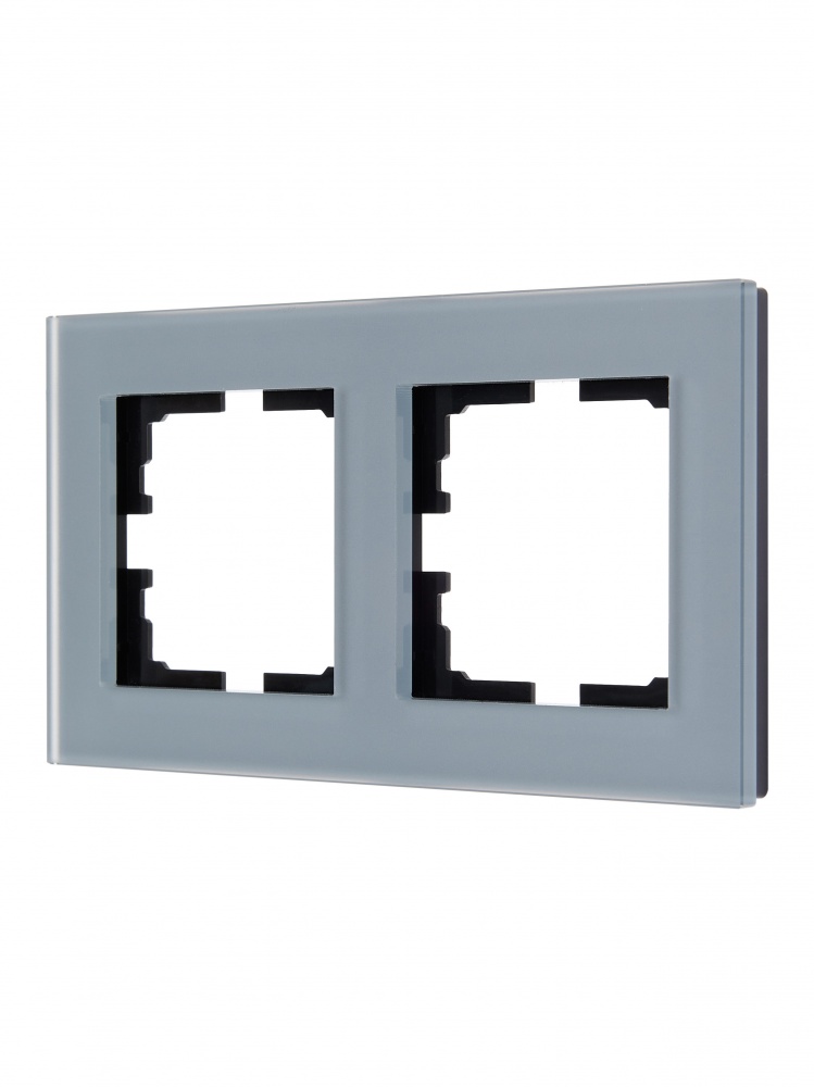 Рамка двухместная Lezard Vesna горизонтальная матовый серо-голубой 742-M7080-147