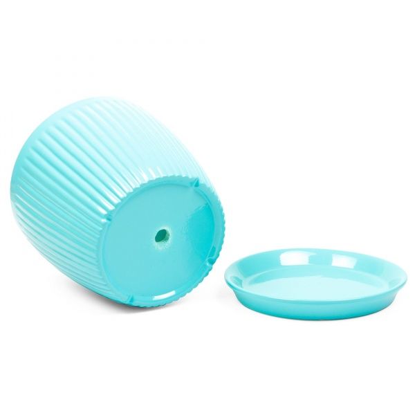 Горщик керамічний Вертикаль преміум круглий 1л бірюзовий 