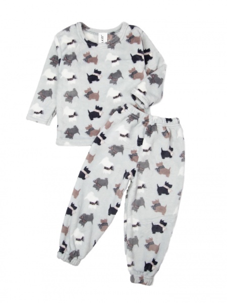 Пижама для мальчиков Luna Kids Собачки вельсофт р.92-98 серый с рисунком 