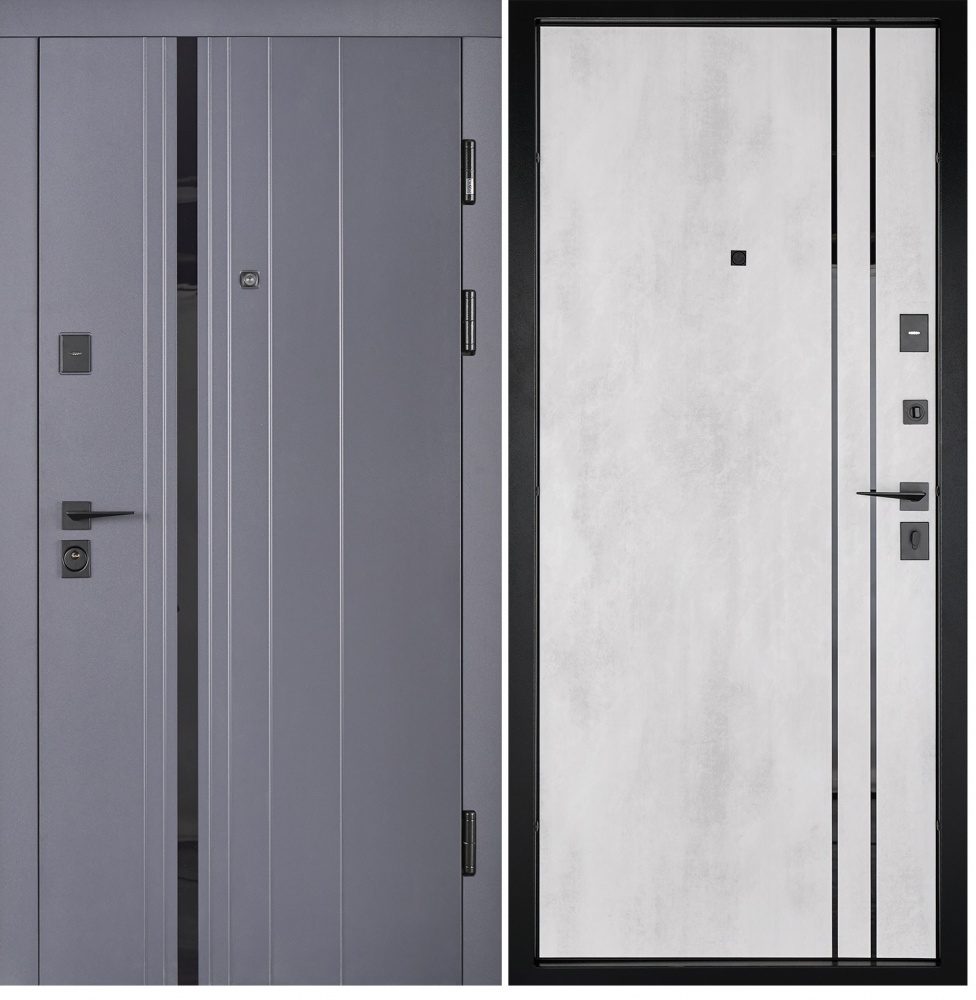 Дверь входная Abwehr КС (581+551) 086R (АЦС)+(ОксБ) антрацит / бетон снежный 2050х860 мм правая