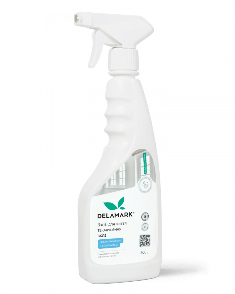 Средство моющее для стекла и зеркал DeLaMark c ароматом белых цветов хлопка 0,5 л