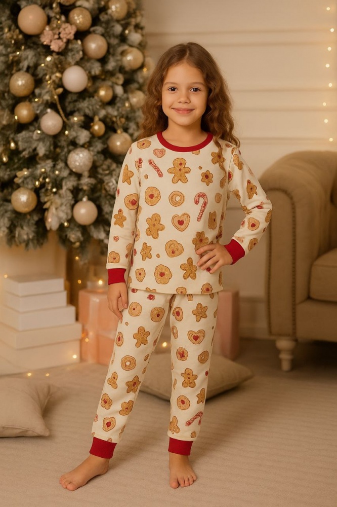 Пижама для девочек German Volf принт печенье р.104-110 молочный/с принтом 25121
