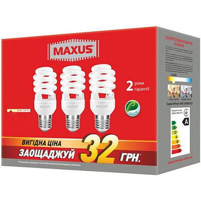 Лампа Maxus Promo T2 Full Spiral 20 Вт 2700K E27 3 шт
