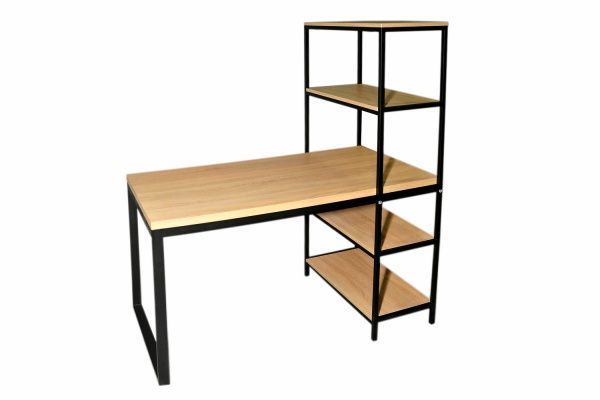 Стол компьютерный Лугалпроф Ай-Петры черный/дуб санома 