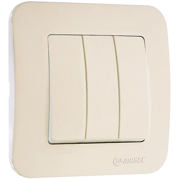 Вимикач триклавішний Makel Lillium Natural без підсвітки 10 А 250В слонова кістка 55291