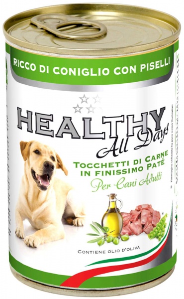 Корм Healthy All days паштет кролик и горох 400 г