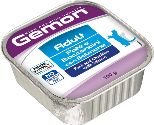 Корм для кошек GEMON Cat Wet Adult мясные кусочки в пашете с лососем 100 г