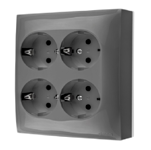 Розетка четверна із заземленням Simon Aquaclick IP20 сірий ACGSZN4/16