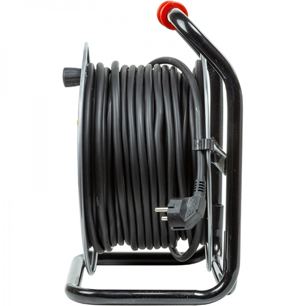 Подовжувач на котушці PowerPlant JY-20022/50 без заземлення 4 гн. чорний 50 м EX610549 