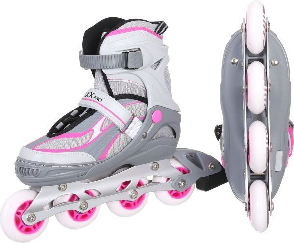 Роликовые коньки MaxxPro YX-0151-5SP р. 39-42 серо-розовый