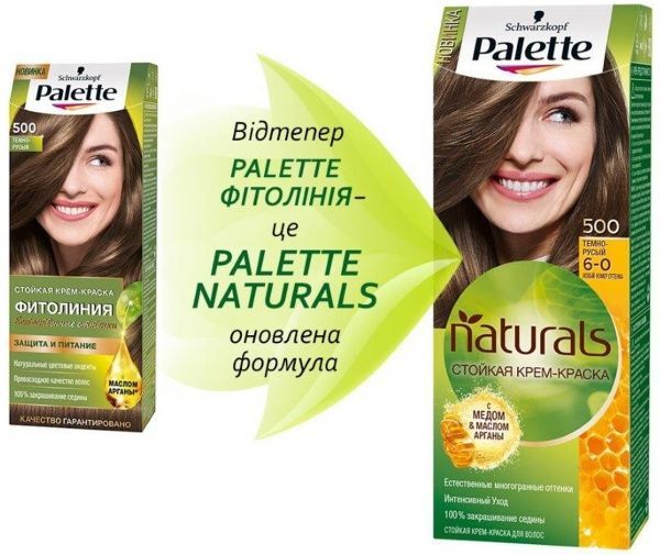 Крем-фарба для волосся Palette Naturals (Фітолінія) 6-0 (500) темно-русявий 110 мл