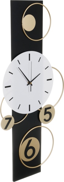 Годинник настінний металевий 30 см чорно-біло-золотий