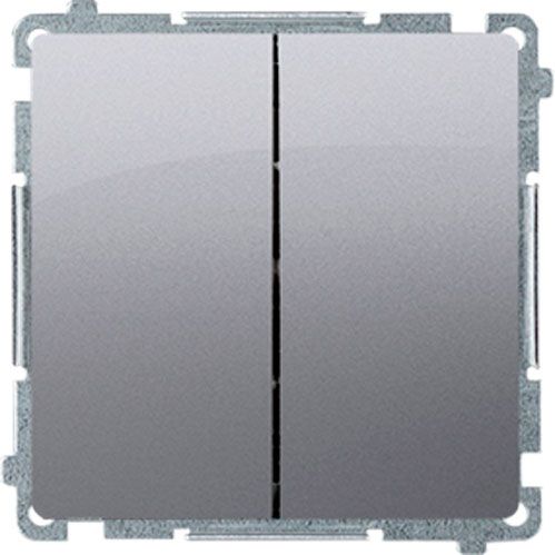 Выключатель двухклавишный Simon Basic без подсветки 10 А 250В серебряный BMW5.01/21