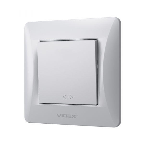 Выключатель перекрестный одноклавишный Videx Binera без подсветки серебряный шелк VF-BNSW1I-SS