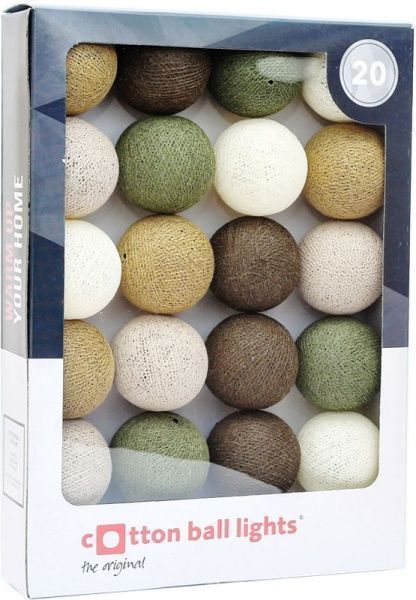 Электрогирлянда Котоновые шарики KHAKI лампа накаливания 20 ламп