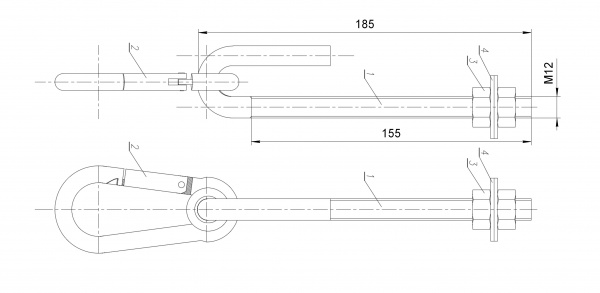 Кріплення для гойдалки 12х130 мм із карабіном 1 шт. 