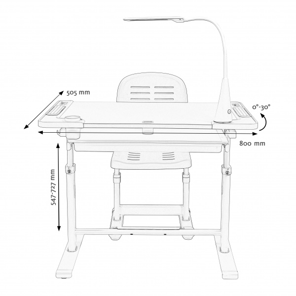 Комплект парта и стул-трансформеры FunDesk Littonia Grey